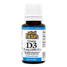 Load image into Gallery viewer, Natural Factors ® Vitamin D3 Drops 400IU (10mcg) - Unflavored (0.5 fl.oz)